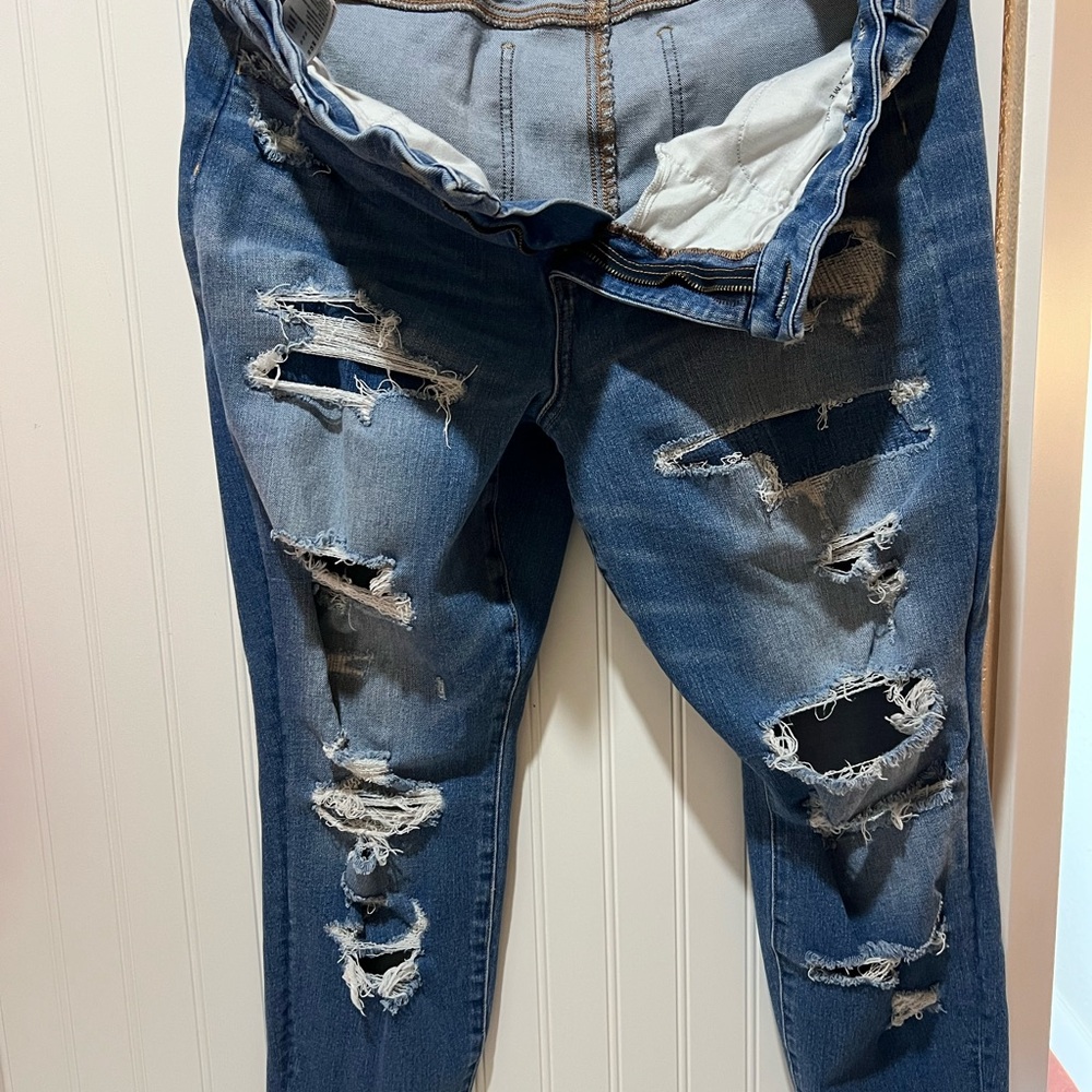 American Eagle Outfitters Blue Skinny Jeans Distressed Design